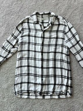 AllSaints Black & White Soft Button-Down Shirt